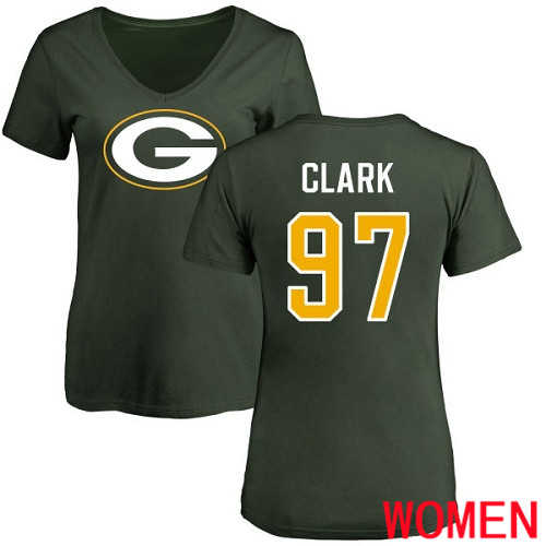 Green Bay Packers Green Women #97 Clark Kenny Name And Number Logo Nike NFL T Shirt->nfl t-shirts->Sports Accessory